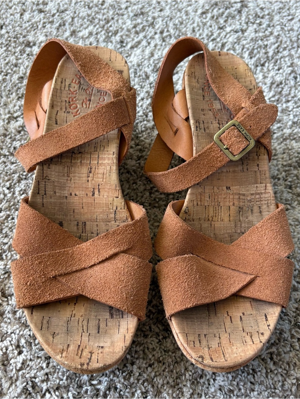 KORK-EASE Women's The Original Natural Suede Platform Wedge Sandal Size 9